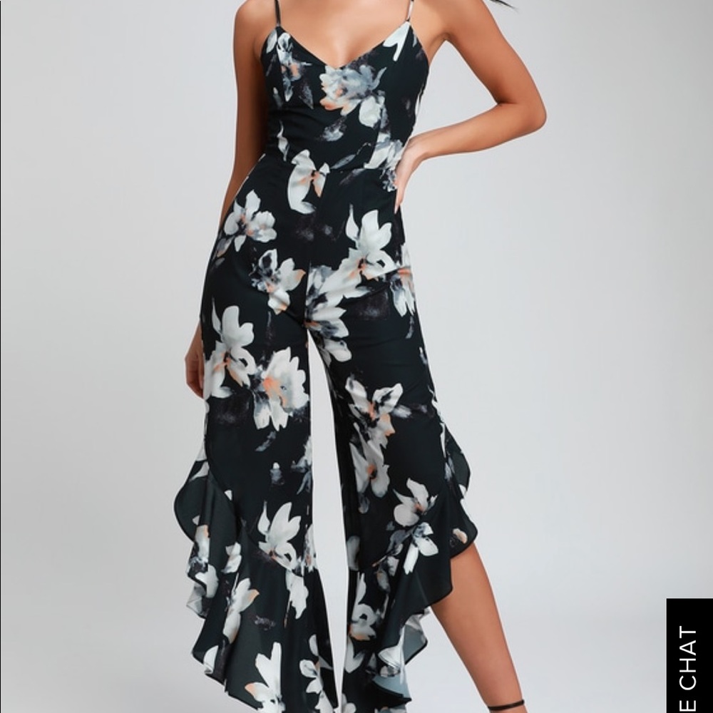Black floral romper